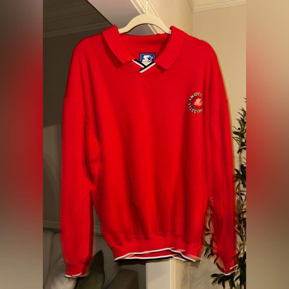 Vintage STARTER Red V-Neck Men's Sweater